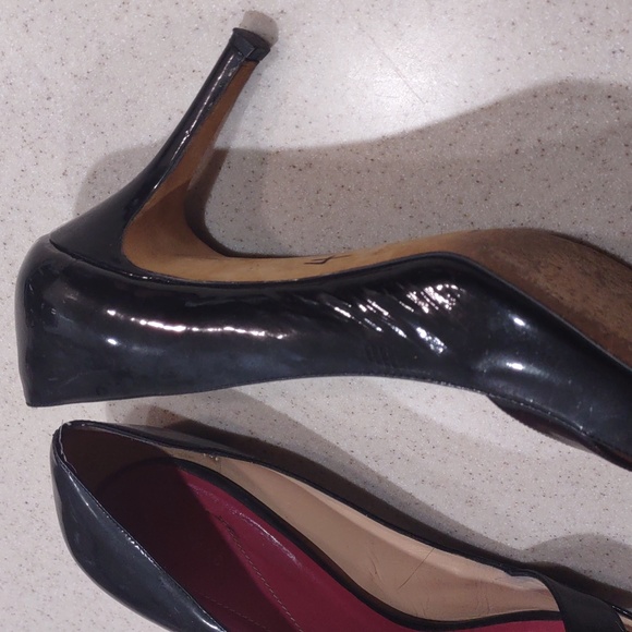 Kate Spade Black Patent Leather Peep Toe Heels Size 10 Medium - Picture 5 of 14